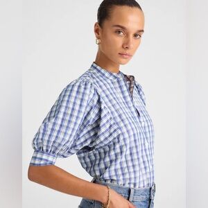 Madewell Blue and White Plaid Blouse